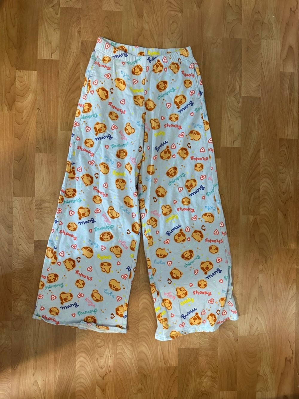 BT21- Wide Leg Lounge Pants in Light Blue Character Print